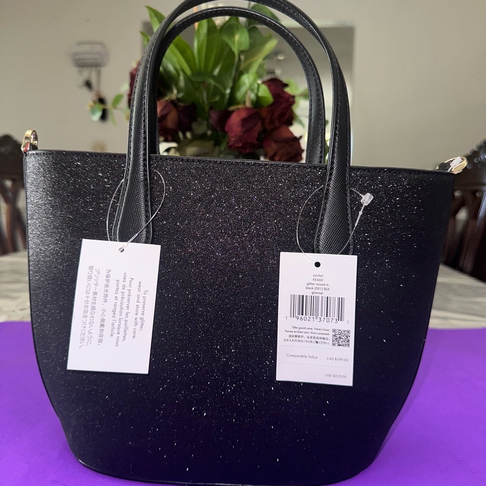 Kate Spade Black Satchel with Glitter Finish - Picture 3 of 4